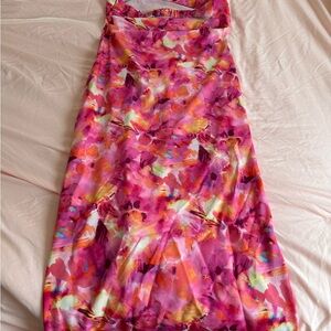 Colorful Floral Strapless Dress